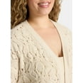 thumbnail image 4 of Terra & Sky Women's Plus Chenille Crochet Cardigan Sweater, Midweight, Sizes 0X-5X, 4 of 5