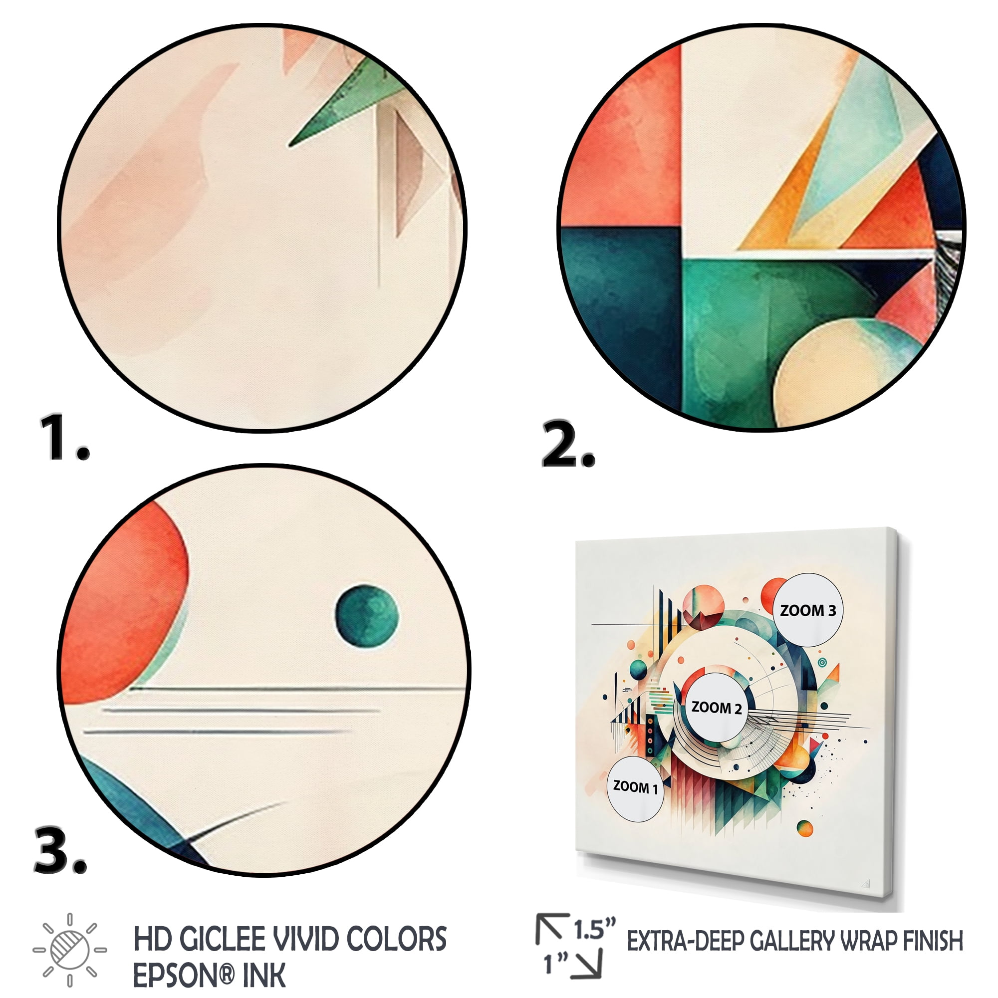 Designart Multi-Color Geometric Art Canvas Wall Art