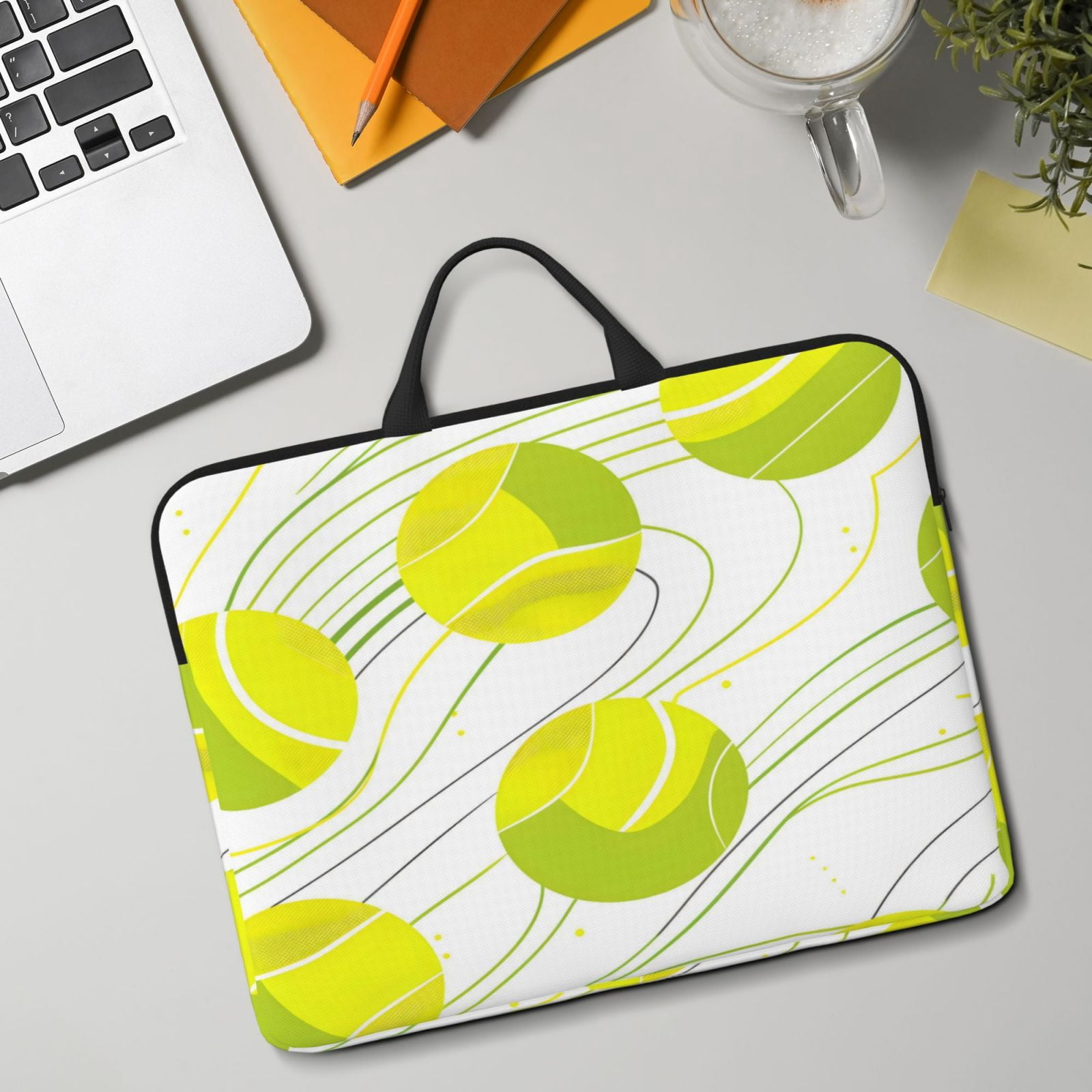 Laptop Sleeve Bag For Women Men 14inch Waterproof Durable Protective Computer Carrying Cover Handle Laptop Case Bag Tennis Theme