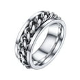 thumbnail image 1 of Anillo de ansiedad PROSTEEL giratorio de plata acero inoxidable para hombres tamaño 6, 1 of 6