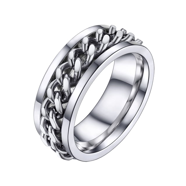 Anillo de ansiedad PROSTEEL giratorio de plata acero inoxidable para hombres tamaño 6