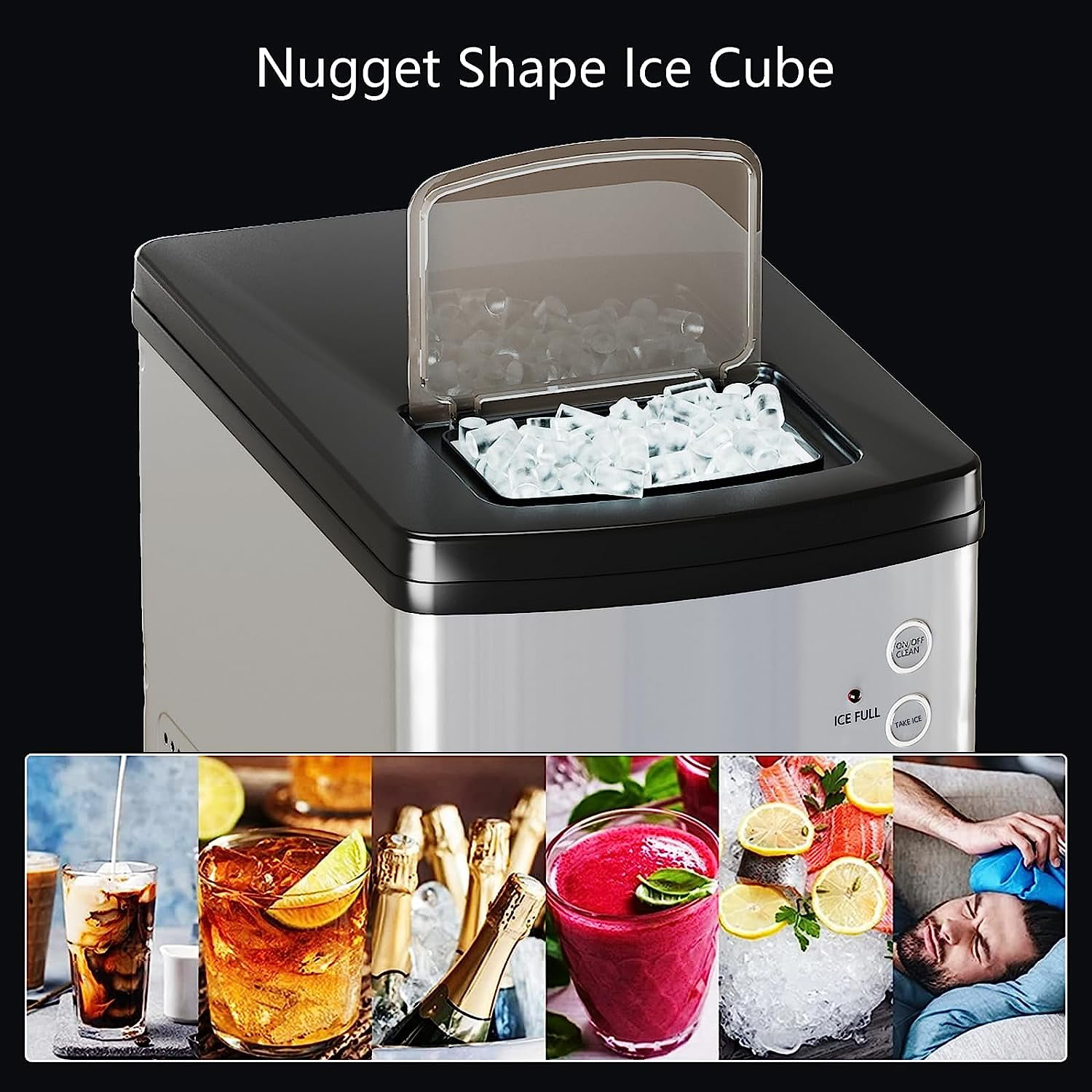 thruudeng Mini Ice Maker Countertop for Home Office Ice Cube  Maker with Ice Basket and Ice Scoop, Portable Ice Makers Machine for Magic  Bullet Ice Cube, Small Ice Maker Nugget with