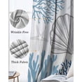 thumbnail image 3 of Blue Grey Coastal Blackout Curtains for Bedroom Living Room Darkening Curtains 54 Inch Long Summer Beach Coral Shell Starfish Short Curtain for Small Window Treatment Grommet Drapes 52"x54"x2, 3 of 9