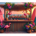 thumbnail image 4 of Colorful Flamingo Surfboard Banner Tropical Decorations Floral Backdrop Summer Beach Party for Outdoor Celebration Hawaiian Luau, 4 of 7