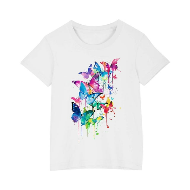 Birdeem T-Shirts pour Filles Tout-Petits Enfants Garçons Filles T-Shirt en Coton Mode Mignon Col Rond T-Shirt Imprimé Haut à Manches Courtes
