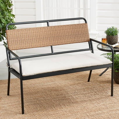 Mainstays Holcomb Outdoor Metal and Wicker Bench