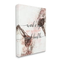 Stupell Industries Pray And Hustle Phrase Glam Cosmetic Brush Canvas Wall Art, 24 x 30, Design by Ziwei Li