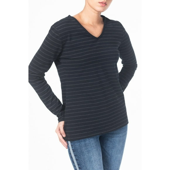 T-Shirts à Manches Longues pour Femmes Noir GRIS JO YD