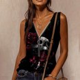 thumbnail image 1 of ICHUANYI Clearance Women's Ladies V Neck Zipper Tops Casual Printing T-Shirt Sleeveless Blouse Vest(Black, L) ICHUANYI WER2023080702638, 1 of 5