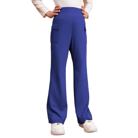 HNMKIU Back to School Flare Trousers for Everyday Casual Wear Comfortable Flared Pants Youth Teenage Bottoms Blue,15-16 Years