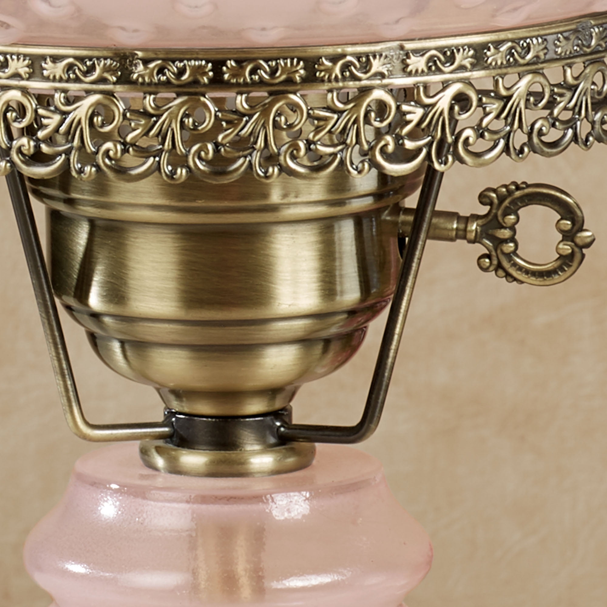 Mindy Hobnail Glass Table Lamp - Pink Shade - Handcrafted Globe - Blown by Hand - Hurricane Chimney Style - Victorian Lamps for Desk, Bedroom, Living Room - 20.5 Inches High