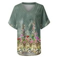 thumbnail image 4 of WXLWZYWL Women's Loose Tops Crewneck Print Tees Short Sleeve T Shirt Blouse Loose Tops Green, 4 of 5