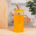 thumbnail image 4 of Home Bar Milk Tea Square Heat Resistant Transparent Glass Cup Juice Glass Coffee Cup Mugs PINK, 4 of 8