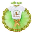 thumbnail image 3 of IBTOM CASTLE Baby Girls 1st Birthday Outfit Princess One Cosplay Character Romper Tutu Dress Headband Party Clothes for Photo Shoot 1 Year Green - Tiana, 3 of 4