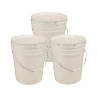 5 Gallon White Plastic Bucket & Lid - Durable 90 Mil All Purpose Pail - Food Grade - Contains No BPA Plastic - Recyclable - 1 Pack