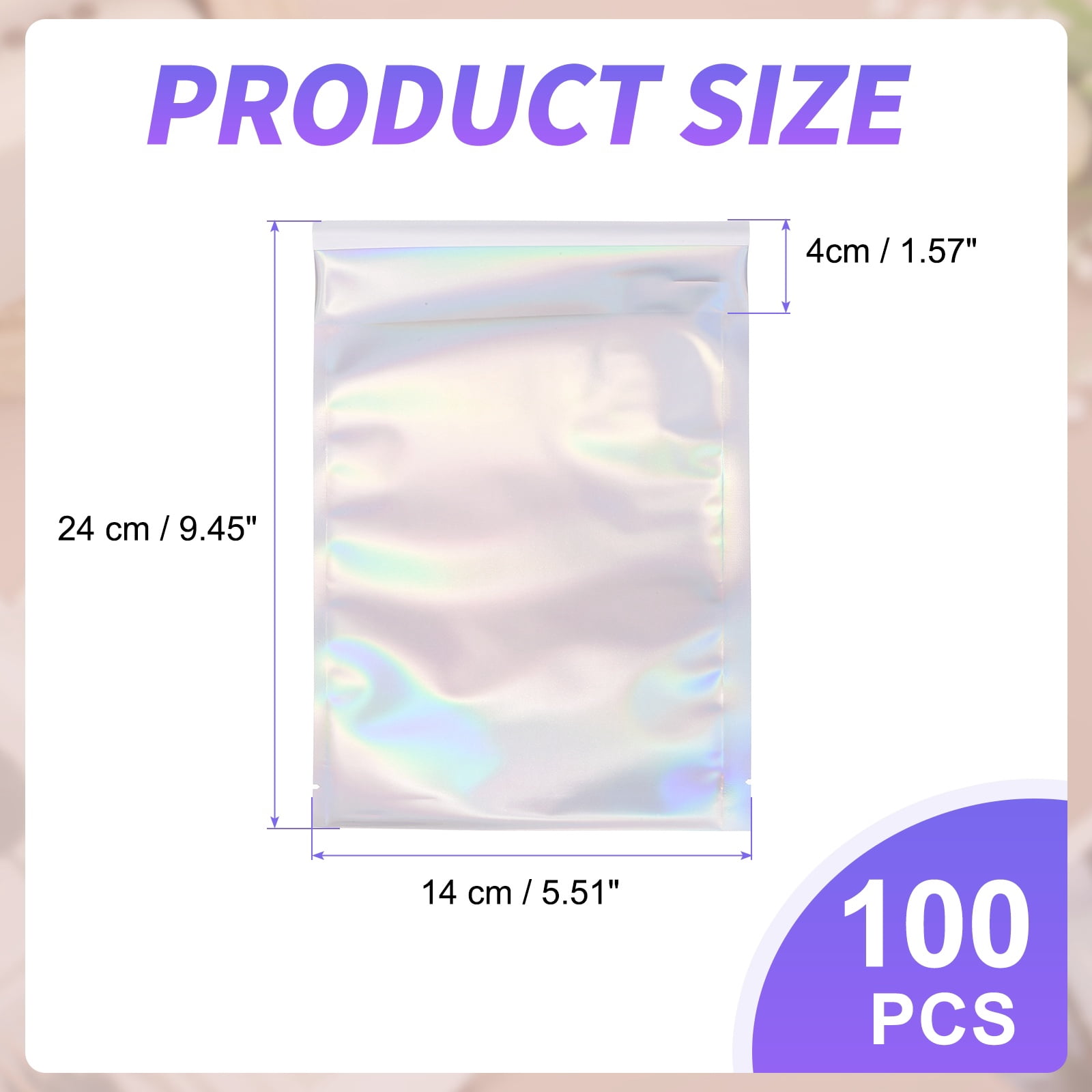 Uxcell Holographic Bags (9" x 6", Silver) (100Pcs) Holographic Metallic Poly Mailers Self Sealing Flat Foil Envelope Mailing Packaging Bags, Suit for - Jewelry/Sample/Shipping/Package