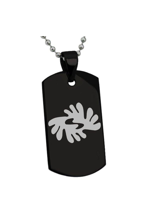 Stainless Steel Aztec Peace Rune Engraved Dog Tag Pendant Necklace