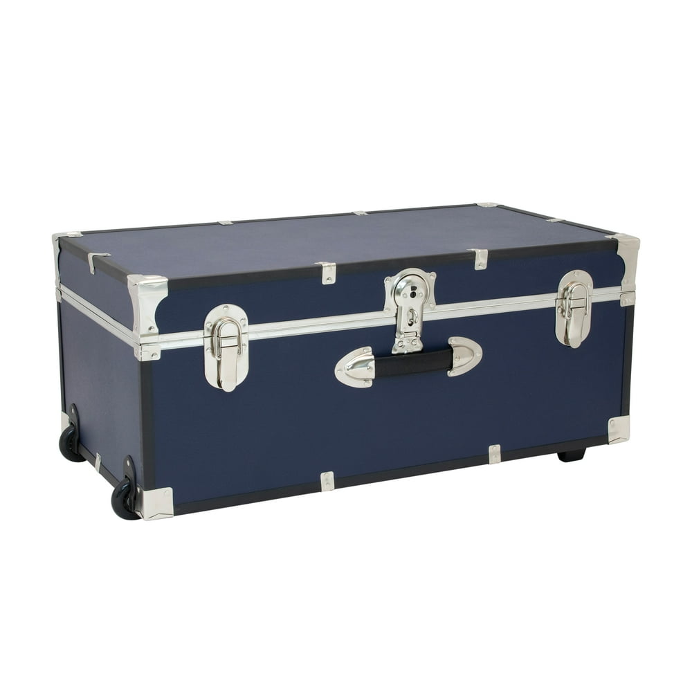 Seward Trunk 30" Footlocker Trunk with Wheels, Navy Blue