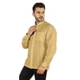 thumbnail image 4 of Bestman Solid Long Sleeve Shirt For Mens Front Double Button Placket Chinese Collar Shirt, 4 of 7