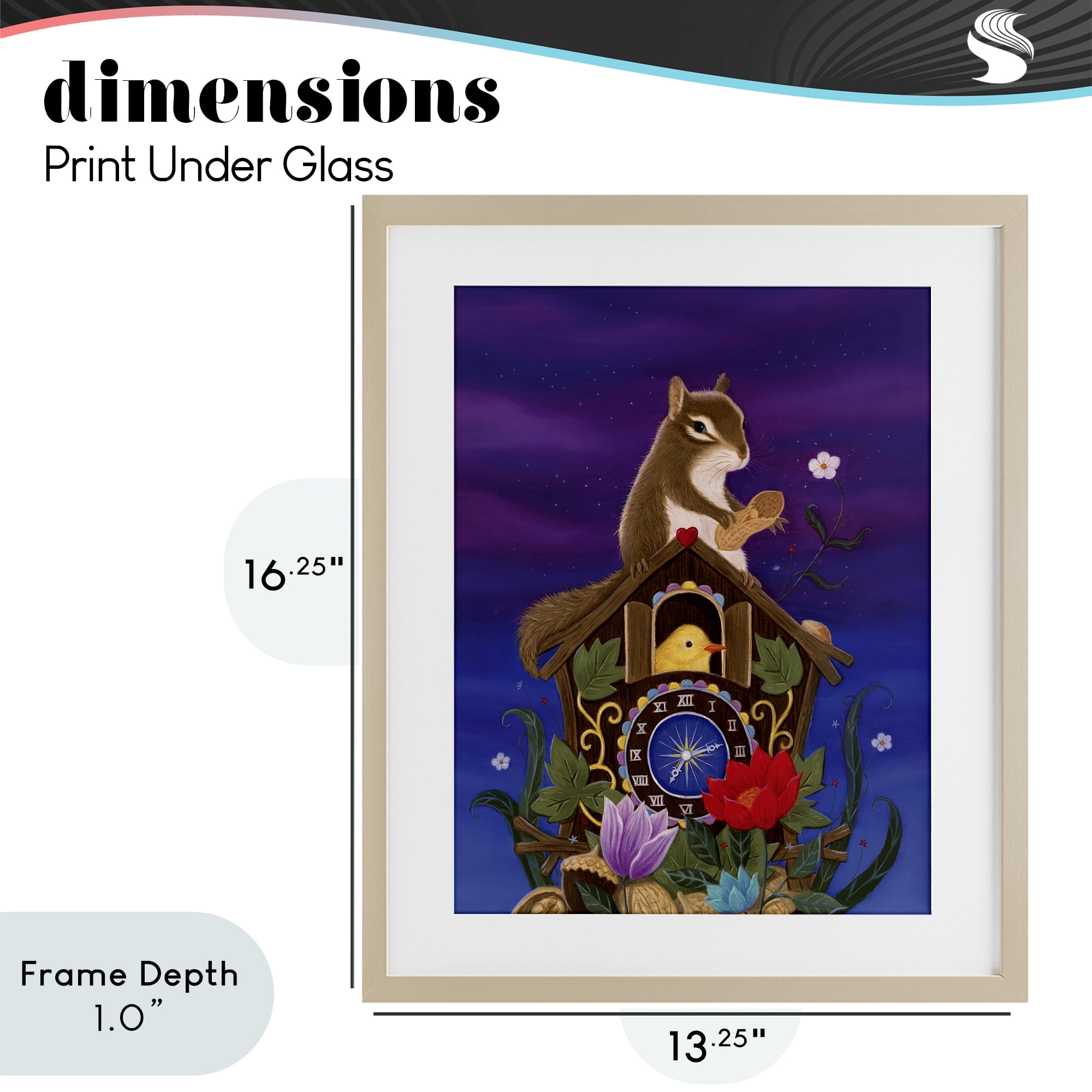Stupell Industries Nighttime Snack Squirrel Birch Framed Print Under Glass, design by Gina Matarazzo