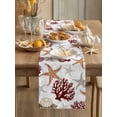 thumbnail image 2 of Orange Starfish Ocean Corals Table Runner 13x72in Non-Slip Cotton Linen Table Runners, Summer Starfish Seaweed Dresser Scarves TableRunner for Dinner Kitchen Dining Wedding Party, 2 of 9