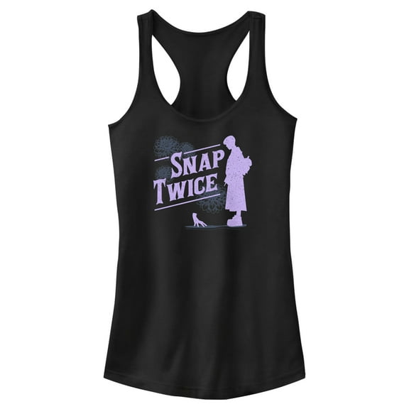 Junior's Wednesday Thing Snap Twice Racerback Tank Top Black Small