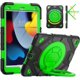 thumbnail image 1 of Funda estándar para iPad de 9.ª, 8.ª y 7.ª generación de 10.2 pulgadas con protector de pantalla, asa giratoria de 360 grados, correa para el hombro y portalápices (negro y verde), 1 of 5