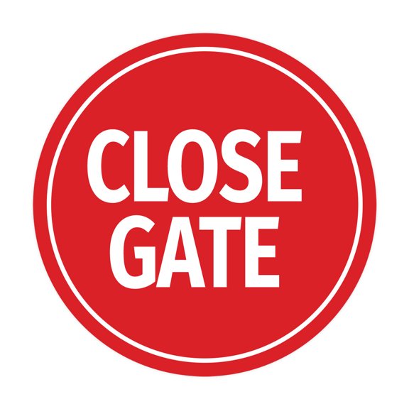 Signs ByLITA Circle Close Gate Sign (Red) - Large