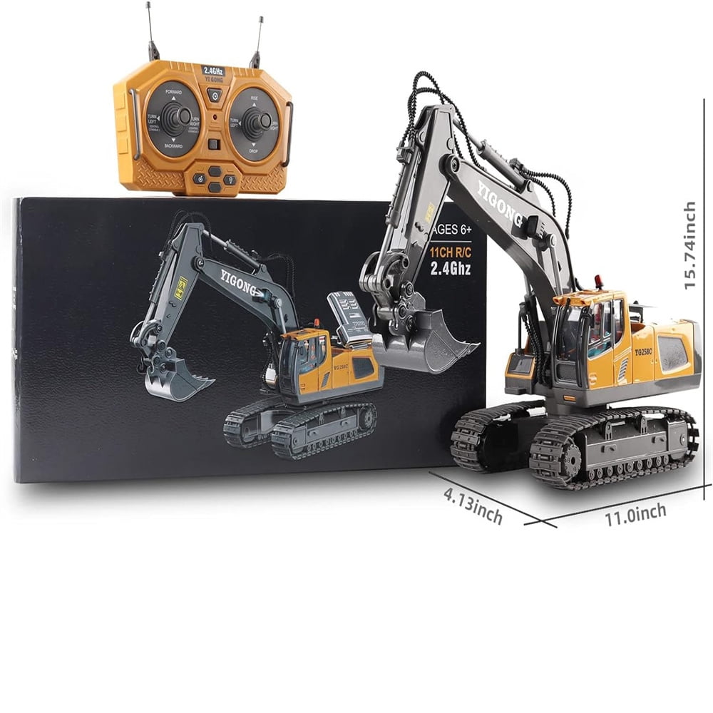 2.4Ghz RC Excavator Toy, 1:20 Scale, 11 Channel, Metal