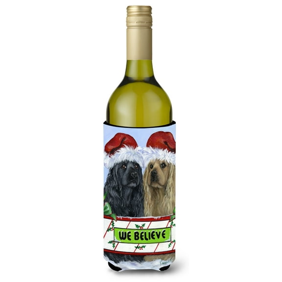 Carolines Treasures PPP3075LITERK 24 oz Cocker Spaniel Christmas Wine Bottle Hugger