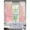 thumbnail image 3 of Sheer Curtains 72 Inches Long, Pink Gold Light Filtering Window Curtains for Living Room, Boho Modern Abstract Minimalist Aesthetic Flower Rod Pocket Voile Sheer Curtain Drapes, 52"W x 72"L, 2 Panels, 3 of 8