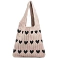 thumbnail image 1 of LHSHIDU Crochet Tote Bag Cute Aesthetic Bag Hearts Pattern Knitted Shoulder Bag Hollow Beach Bag for Women, 1 of 6