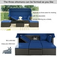 thumbnail image 3 of Patio Sectional Daybed, Outdoor Wicker Furniture Set with Retractable Canopy, Sectional Sofa Set w/Height Adjustable Table & Cushions for Patio Deck Poolside Garden Backyard, 3 of 10