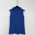 thumbnail image 5 of Miorin Women Turtleneck Sleeveless Tank Tops with Built-in Padded Bra, Stretch Modal Wireless Shelf Bra Undershirt, Solid Fitted Layering Cami for Spring Fall Winter Daily Casual Outfits, Blue L, 5 of 9