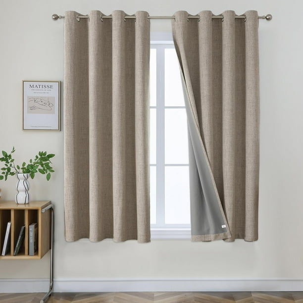Cortinas Joydeco 100% lino opaco, 160 x 160 cm, 2 paneles