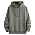 thumbnail image 3 of Momasggi Mens Big and Tall Fleece Lined Hoodies Pullover Fashion Solid Color Long Sleeve Casual Sweatshirts Drawstring Gym Hooded Sweatshirt with Pockets Dark Gray M, 3 of 9