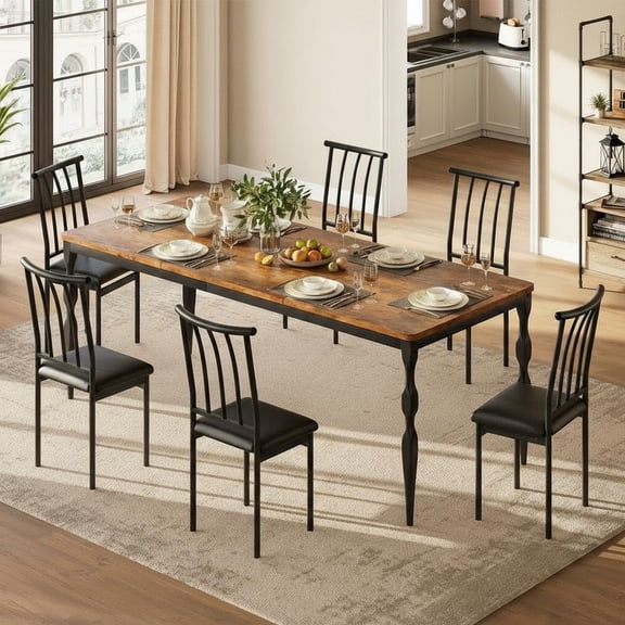 Senfot 78.7" Modern Rectangular Dining Table with Special-Shaped Legs, Large Long Kitchen Table for Dining Room & Living Room