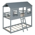 thumbnail image 5 of Aukfa Twin over Twin Bunk Bed with Roof and Window, Wood Playhouse for Kids - Gray, 5 of 8