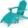 thumbnail image 4 of Gymax HDPE Adirondack Folding Ottoman Outdoor Footstool All-Weather Footrest Turquoise, 4 of 8
