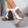 thumbnail image 6 of Women's Winter Faux Fur Trim Snow Boots, Platform Faux Suede Lace-Up Warm Outdoor Boots, 6 of 8