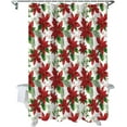 thumbnail image 2 of Christmas Shower Curtain Merry Christmas Red Poinsettia Flower Green Leaves Shower Curtains for Bathroom Decor Christmas Decoration Bath Curtains Sets with Hooks Waterproof, 72x72 in, 2 of 6