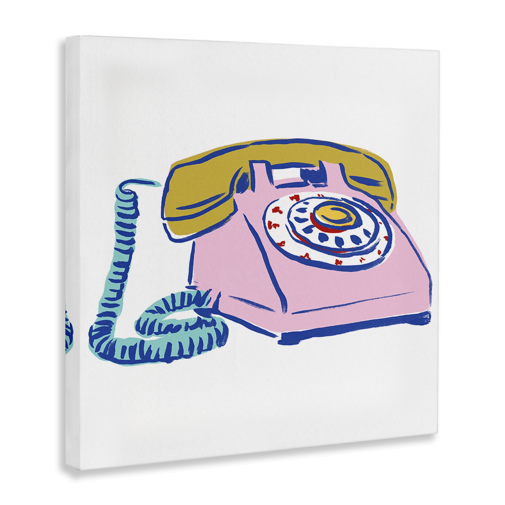 Stupell Industries Retro Rotary Telephone Novelty Painting Gallery Wrapped Canvas Art Print Wall Art, 30 x 30