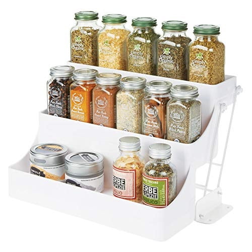 mDesign Plastic 3 Tier Pull Down Spice Rack Easy Reach Retractable