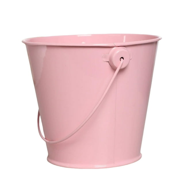kjfeif Galvanized Metal Bucket with Handle, Small Round Flower Pot Planter for Succulents, Rustic Home Decor, or as a Candy Snack Display Basket for Parties