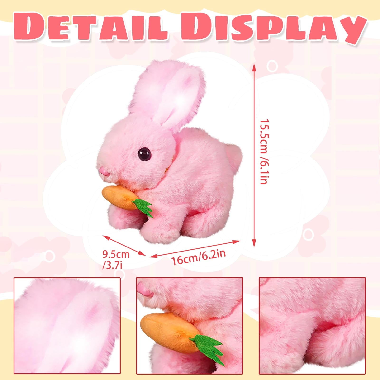 Realistic Bunny Toy, Bunny Toys Educational Interactive Toys, Easter Plush Stuffed Bunny Toy Walking Rabbit Educational Toys for Kids, Hopping Wiggle Ears Twitch Nose(IL-2PCS)