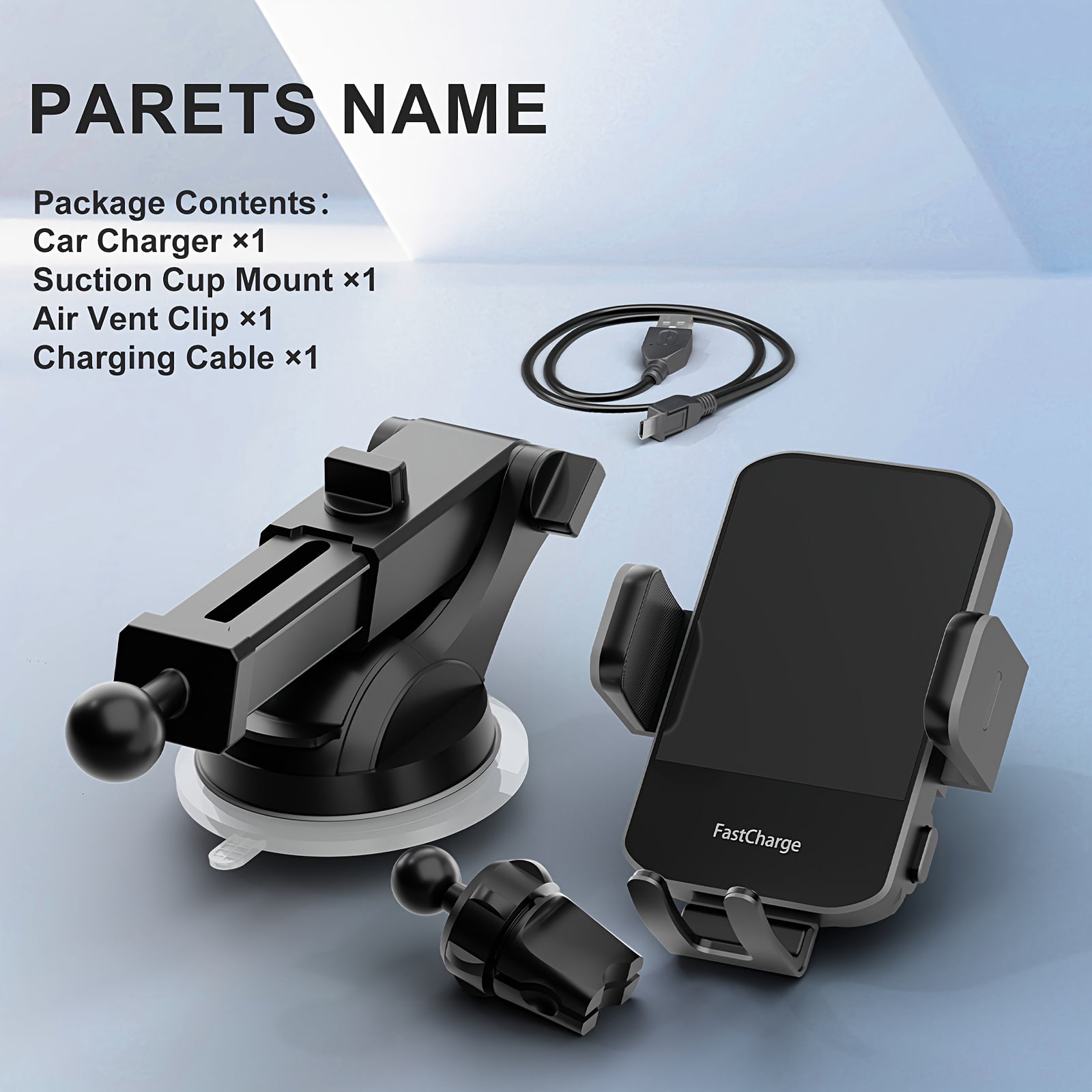 15W Wireless Car Charger | Auto-Clamping Car Mount, Fast Charging, Compatible with for iphone 17 16 15, 14, 13, 12, 11 Pro Max, Xs, for samsung,,,, S10+, USB Type-C