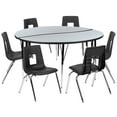 thumbnail image 2 of BizChair 60" Circle Wave Flexible Laminate Activity Table Set with 18" Student Stack Chairs, Grey/Black, 2 of 13