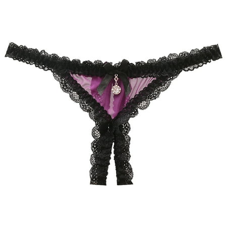 Yuhangmm Women s Sexy Lace Underpants Open Crotch Panties Low Waist Briefs Underwear Bridal Lingerie for Women
