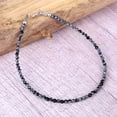 thumbnail image 2 of Snowflake Obsidian 2mm Round Shape Smooth Cut Beads 7 inch Adjustable Silver Plated Clasp Bracelet for men, women, unisex. Link Chain Stacking Bracelet.|LINK_06200, 2 of 4