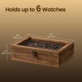 thumbnail image 4 of 10-Slot Watch Box, Watch Display Case with Large Glass Lid, Velvet Lining Jewelry Storage Holder for Men, Rustic Walnut, 4 of 5